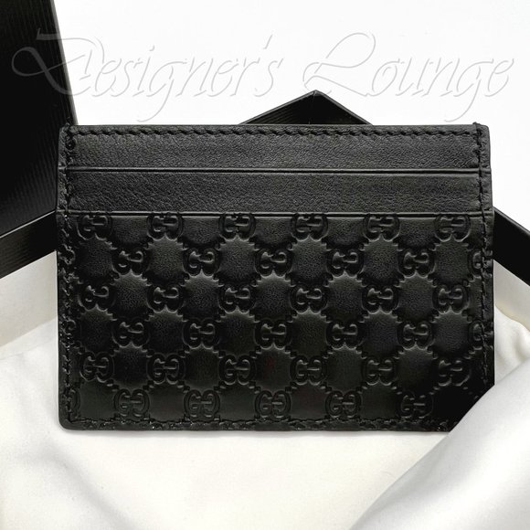 Gucci Other - NEW GUCCI Micro Guccissima GG Black Leather Card Case $350 Authentic